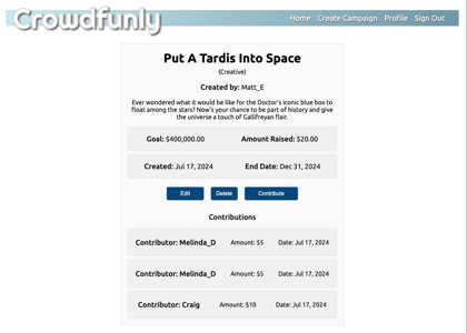 Screenshot of a crowdfunly campaign page